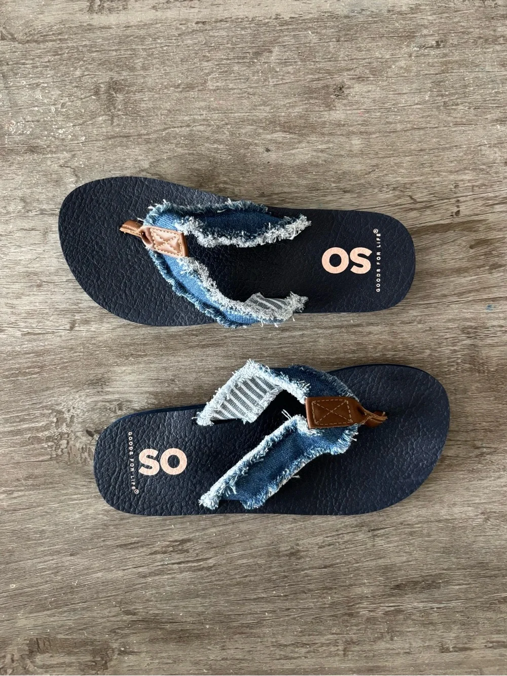 SO Bloomfield Thong Sandals Blue Denim Platform Flip Flops Women US 5 Boho Y2K